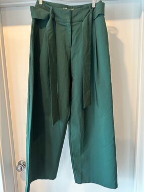 Flying Tomato Emerald Green Wide-Leg Tie-Waist Pants